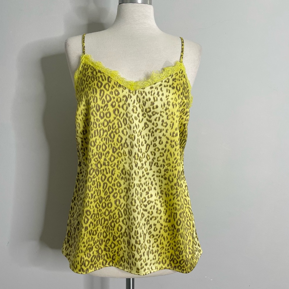 Thalia Sodi Leopard Print Eyelash Lash Trim Camisole Tank Size M
